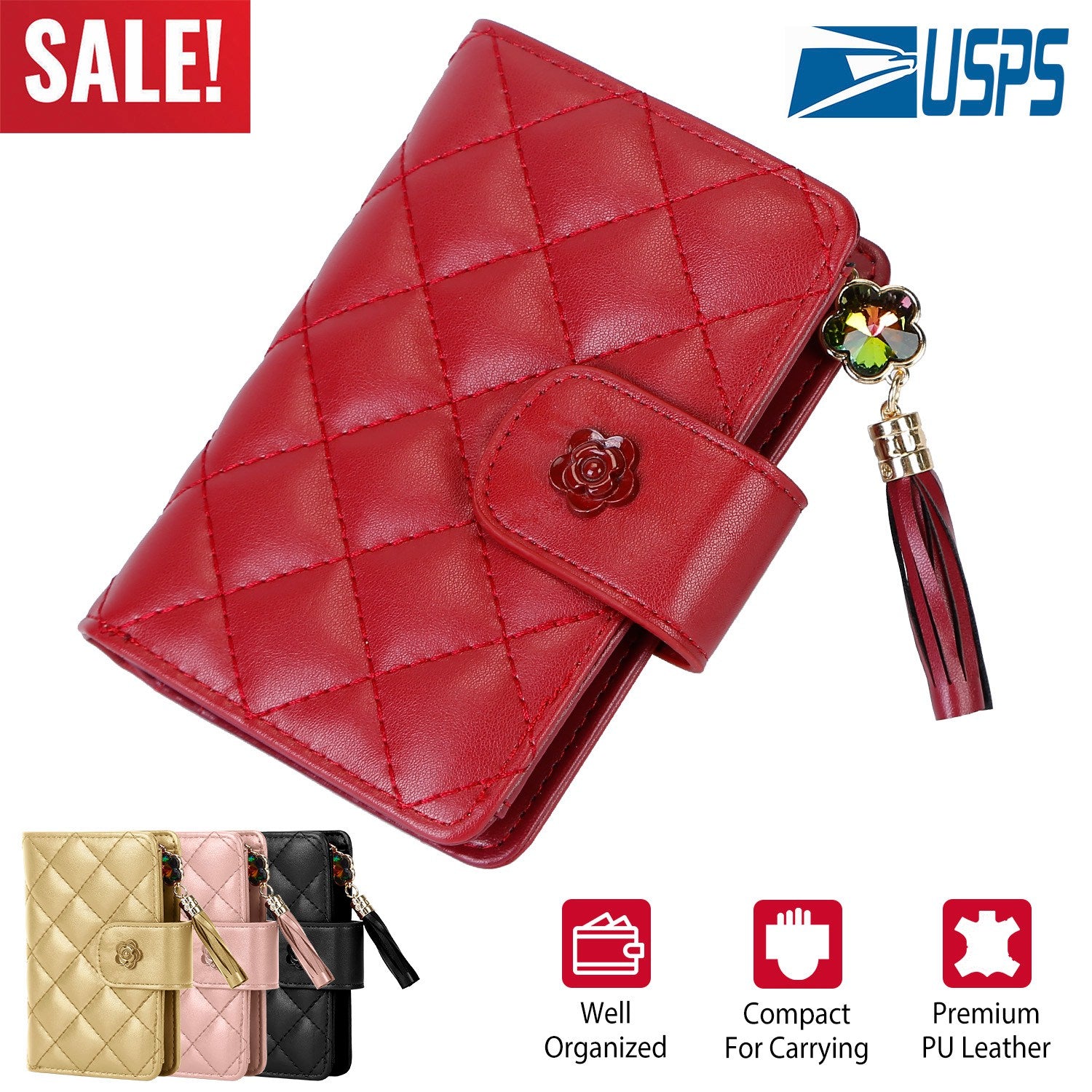 Women Wallet PU Leather Lady Clutch Case Credit Card Holder ID Card Window Coin