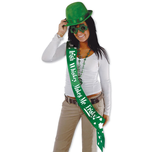 Beistle Irish Whiskey Makes Me Frisky! Satn Sash - St. Patricks | Party Supply