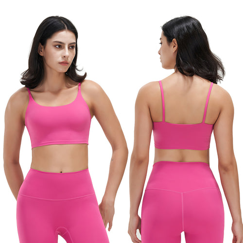 Women Strap Sport Bras Padded Strappy Crop Square Neck Low Impact Bras Sexy