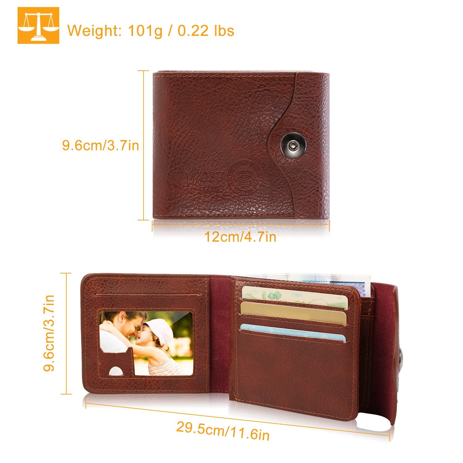 Men’s Wallet PU Leather Bifold Purse Slim RFID Blocking Card Holder Cases w/ 2