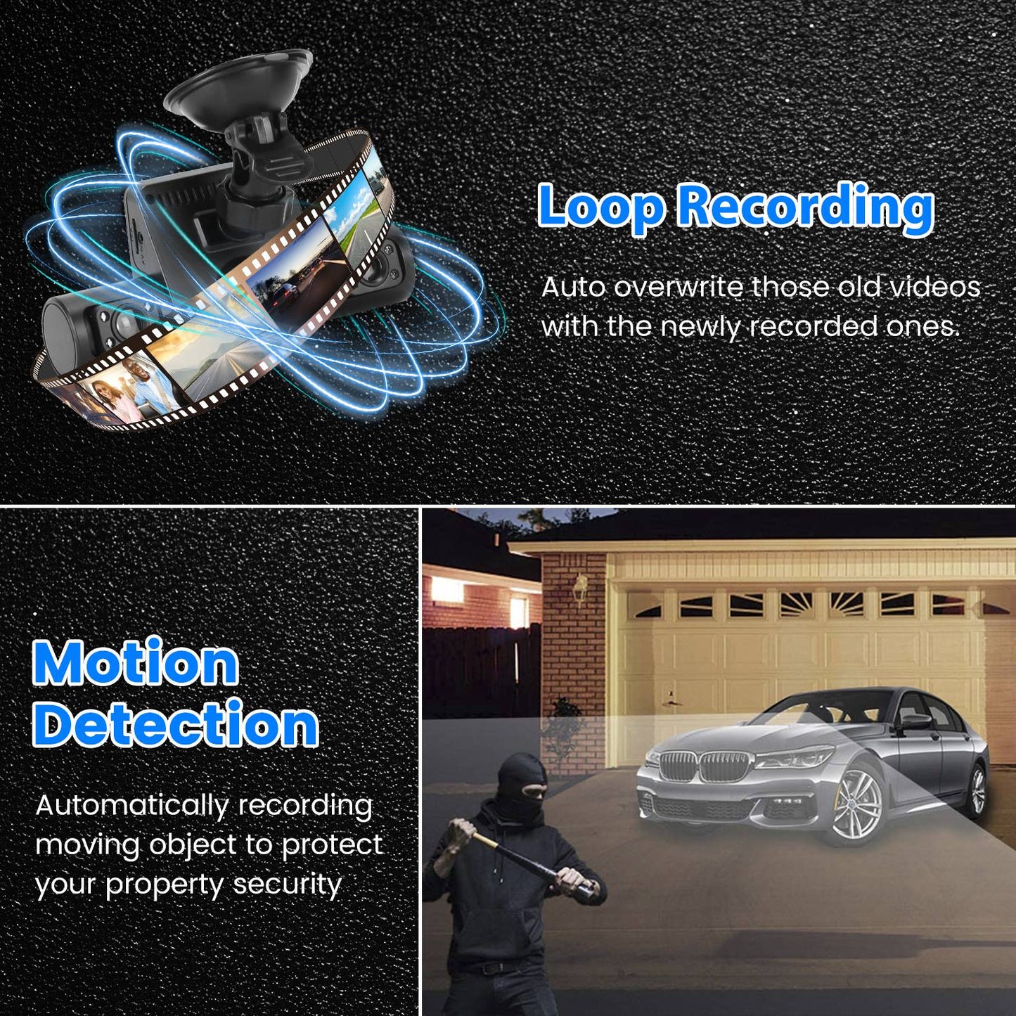 360° View FHD 4 Channel Dash Cam 1080P Front 480P Rear Left Right Inside Dash