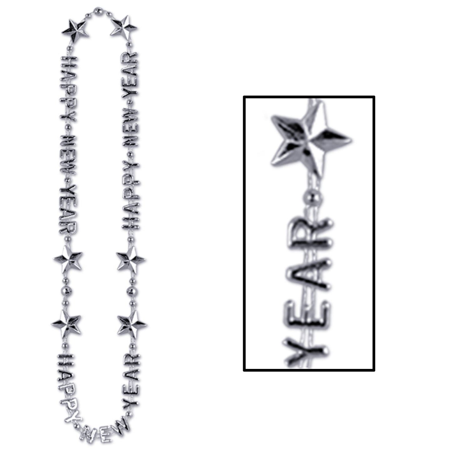 Beistle Silver Happy New Year Beads-of-Expression - New Years | Party Supply