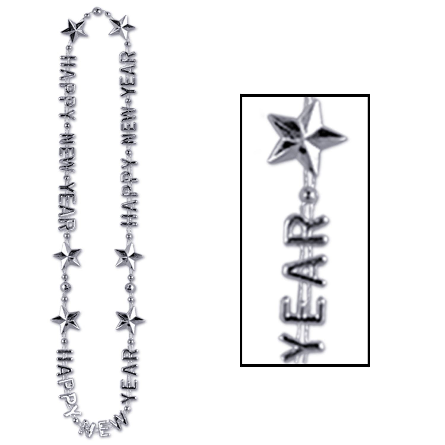Beistle Silver Happy New Year Beads-of-Expression - New Years | Party Supply