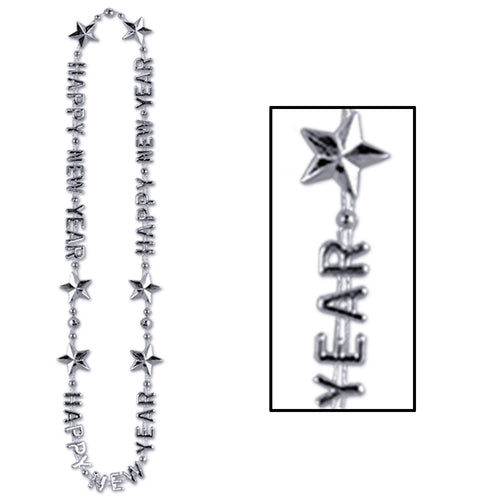 Beistle Silver Happy New Year Beads-of-Expression - New Years | Party Supply