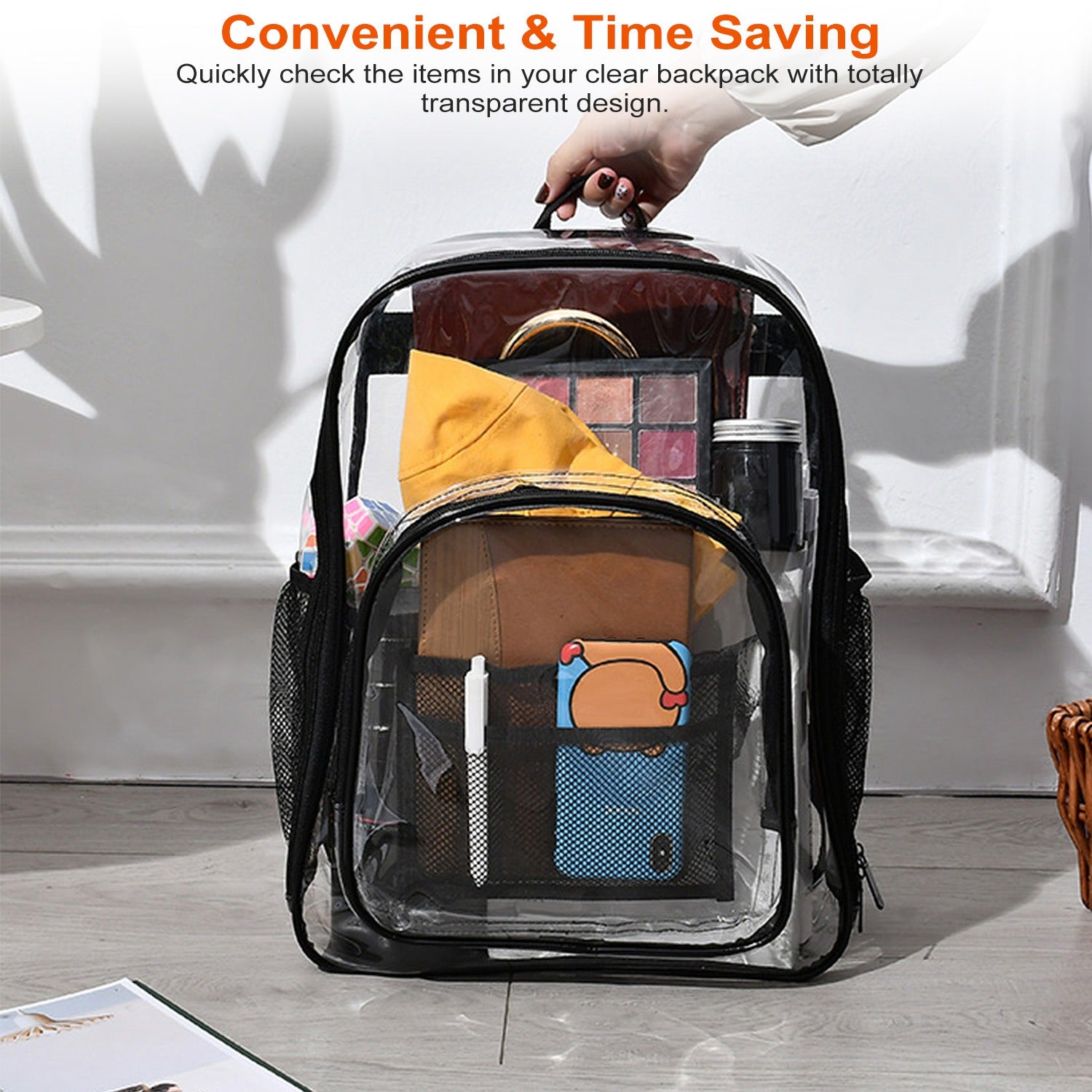 Clear Backpack Heavy Duty Transparent Book Bag Waterproof PVC Clear Backpack