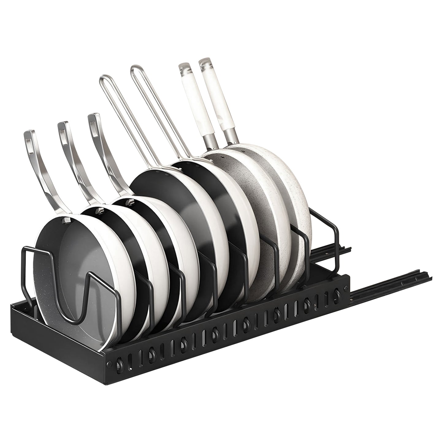 Pull Out Pots And Pans Organizer Under Cabinet With 8 Adjustable Dividers