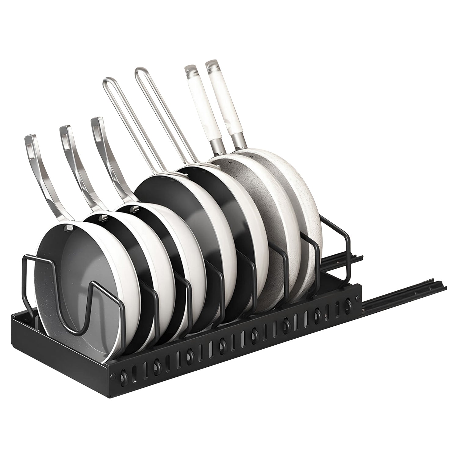 Pull Out Pots And Pans Organizer Under Cabinet With 8 Adjustable Dividers