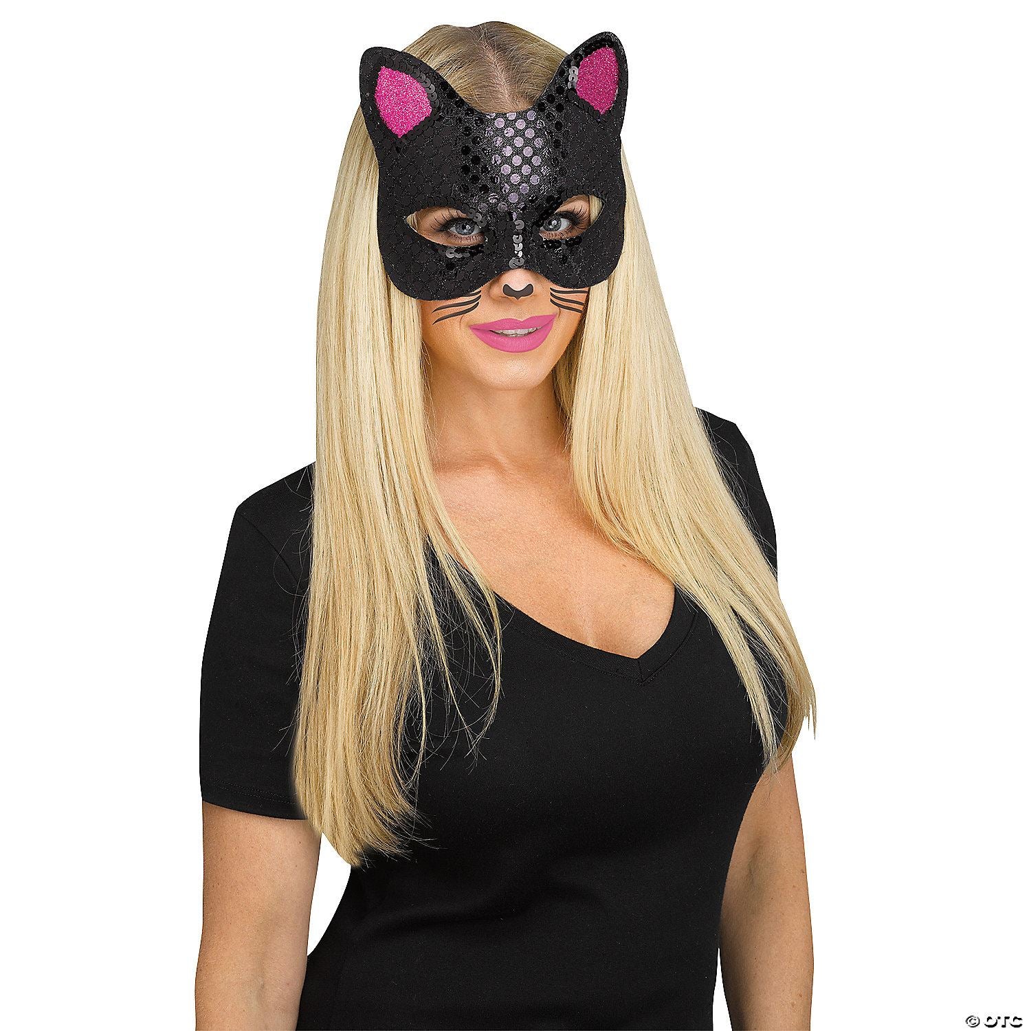 Adults Cat Masks with Tattoos Black Cat