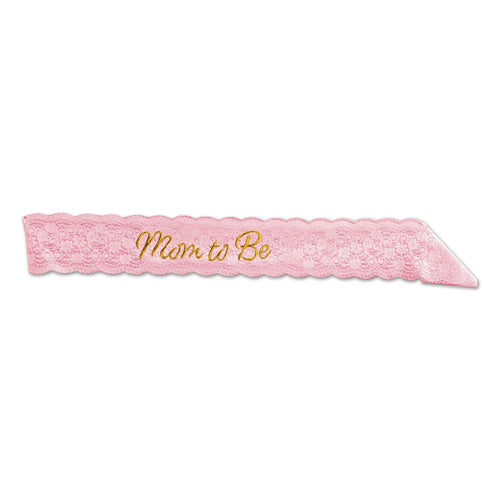 Beistle Mom To Be Lace Sash - Pink - Baby Shower | Party Supply | Decoration