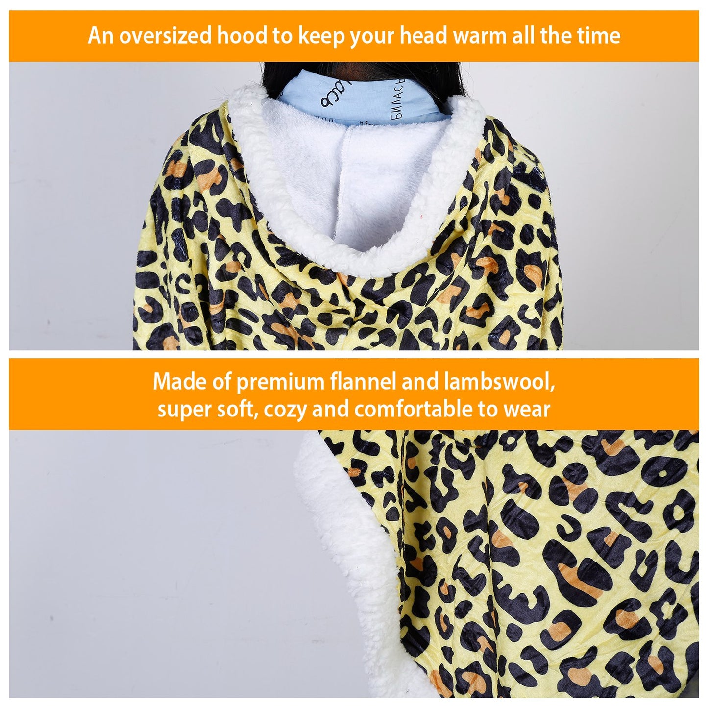 Hoodie Blanket Wrap Wearable Hoodie Snuggle Robe Sweatshirt Soft Lined Cuddle