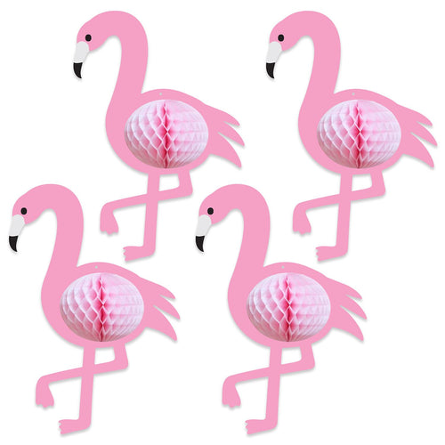 Beistle Tissue Flamingos Hanging Decoration - Luau | Party Supply