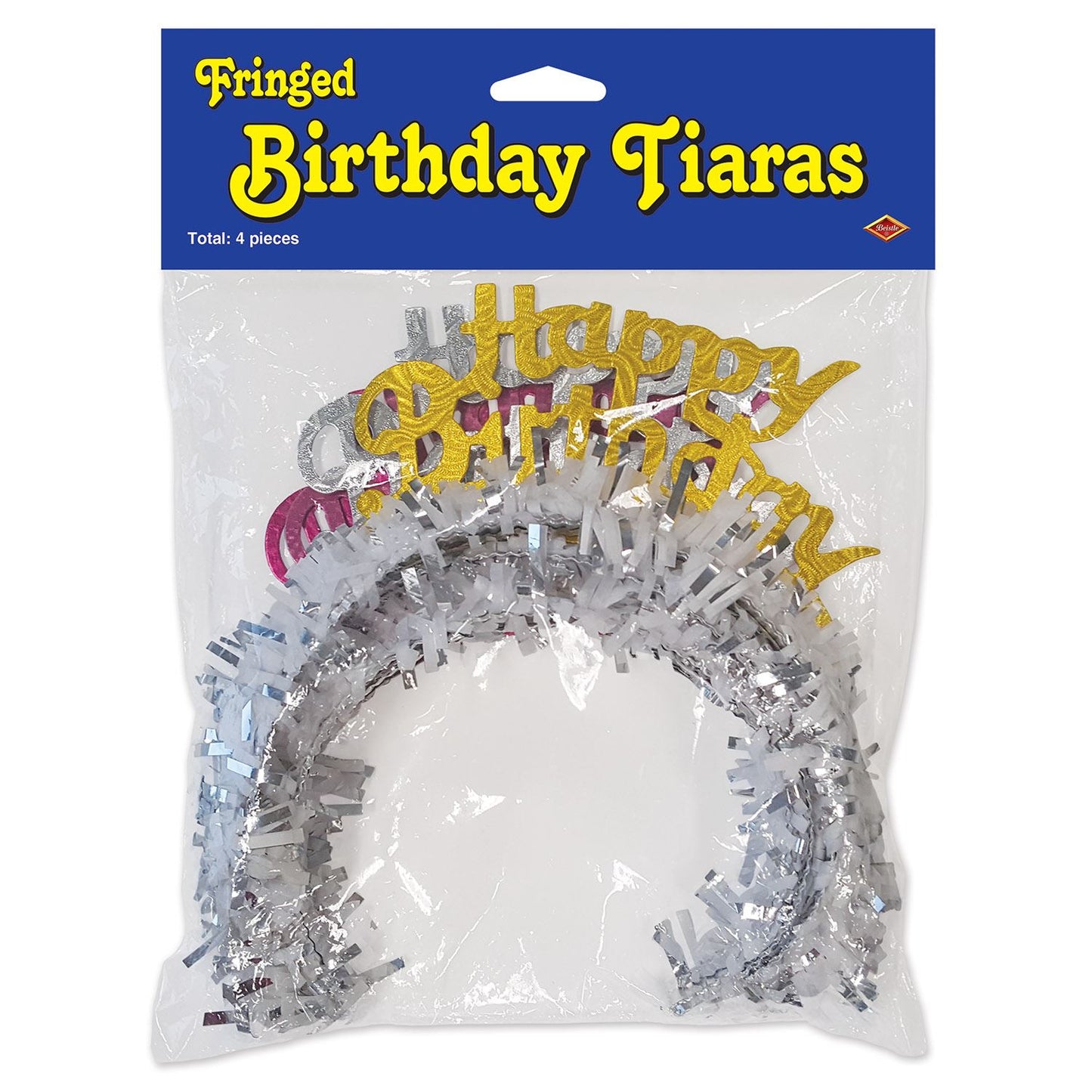 Beistle Pkgd Happy Birthday Tiaras w/Fringe | Party Supply | Decoration