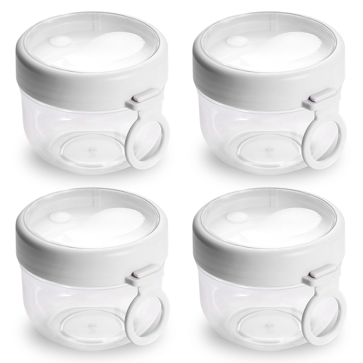 4Pcs Overnight Oats Containers with Lids and Folding Spoons 20OZ Portable 9489