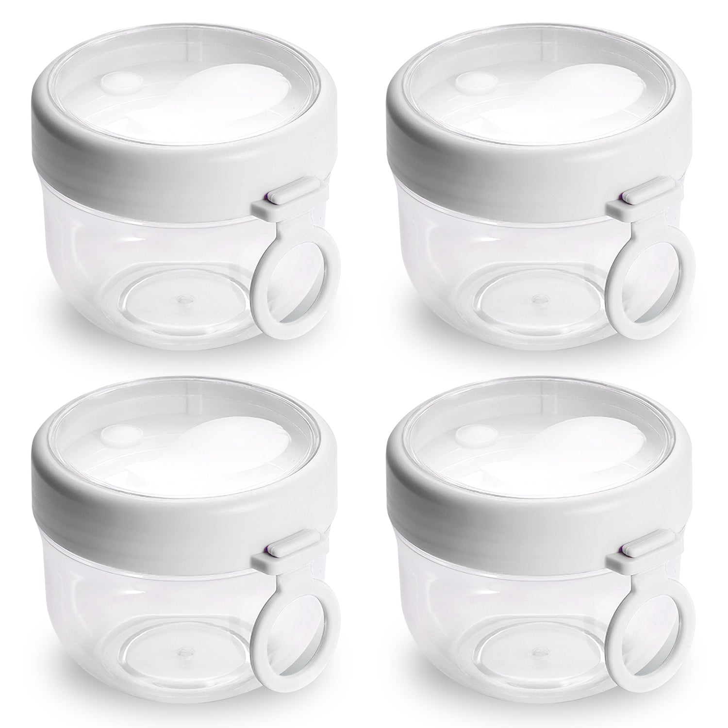 4Pcs Overnight Oats Containers with Lids and Folding Spoons 20OZ Portable 9489
