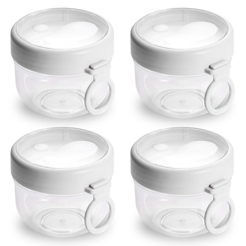 4Pcs Overnight Oats Containers with Lids and Folding Spoons 20OZ Portable 9489