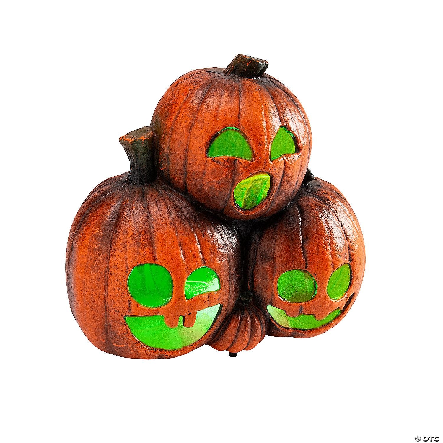 11 1/2" x 10 3/4" Light-Up Jack-O’-Lantern Trio Halloween Decoration