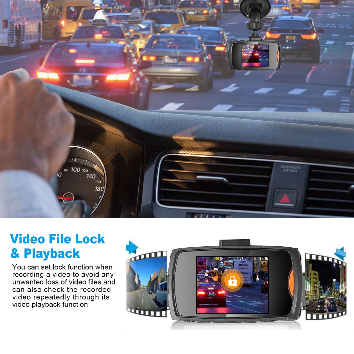 1080P Car DVR Camera Dash Cam Camcorder 90° Angle Loop Recording Night Vison