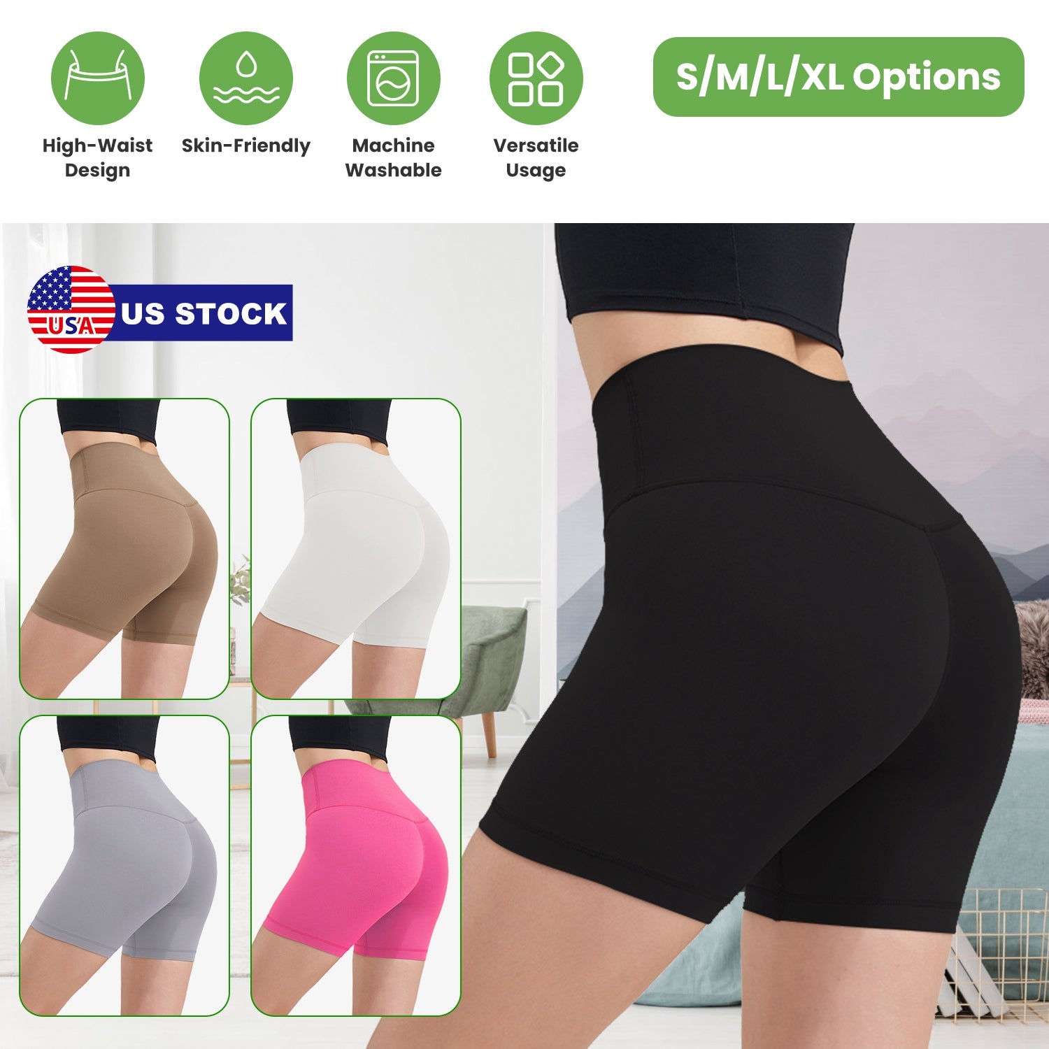 Women s High Waist Biker Shorts Tummy Control Pants Athletic Leggings Spandex