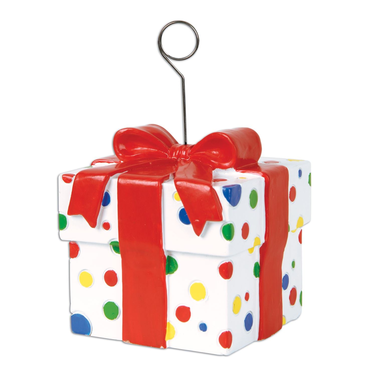 Beistle Polka Dot Gift Box Photo/Balloon Holder - Birthday | Party Supply