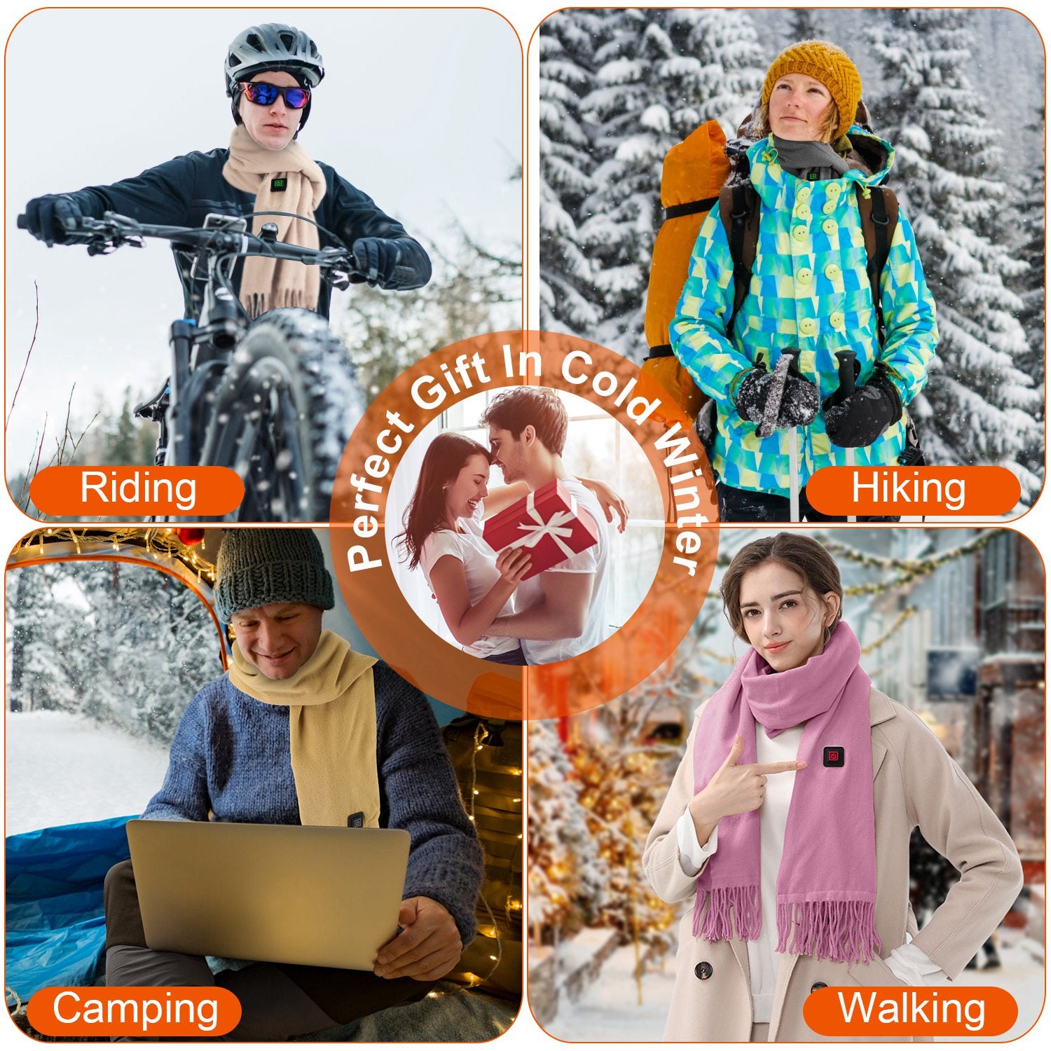 Electric Heated Winter Scarf USB Heating Neck Wrap Unisex Heated Neck Shawl