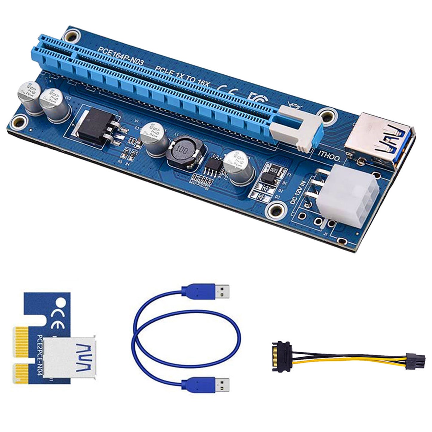 5Sets PCI-E PCI Express Risers GPU Mining Powered 1X to 16X Riser Adapter Card