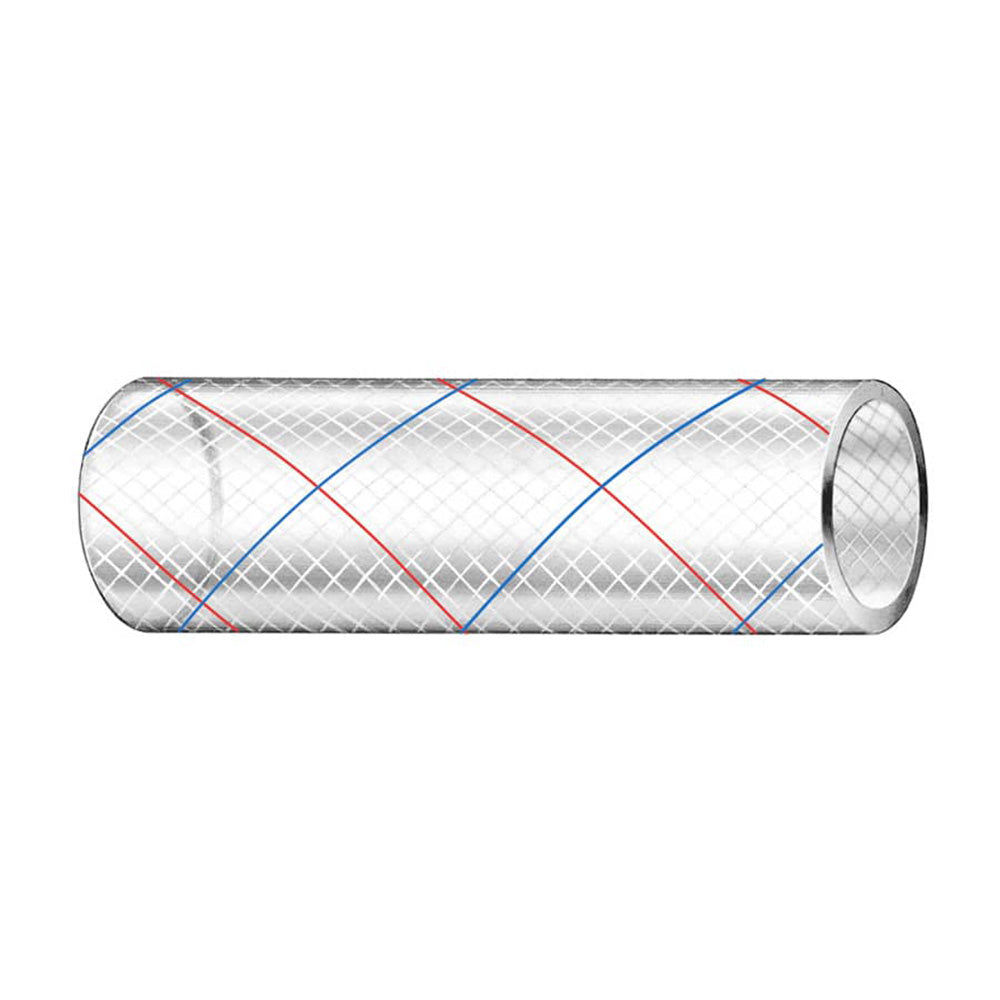 Trident Marine 1" x 50' Clear Reinforced PVC Hose Tubing - Red Blue Tracer [162-1006]