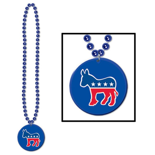 Beistle Beads w/Democratic Medallion - Patriotic | Party Supply | Decoration