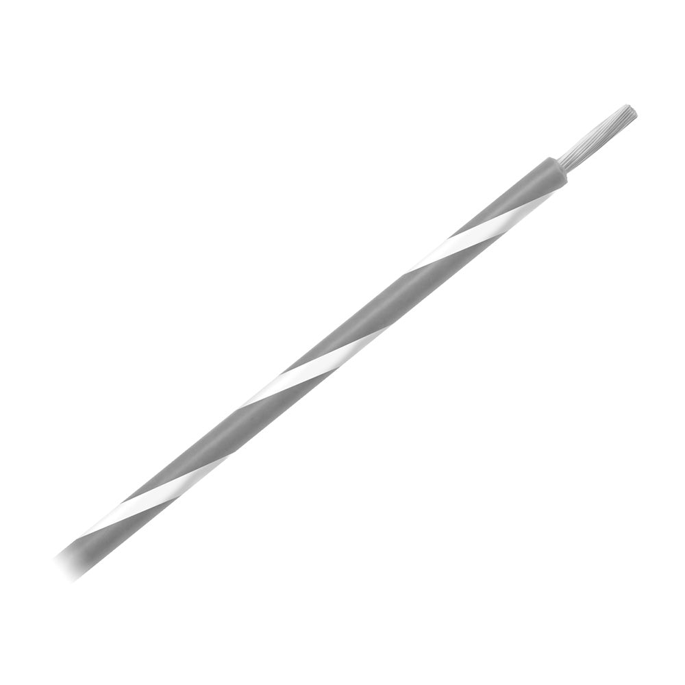 Pacer 14 AWG Gauge Striped Marine Wire 500' Spool - Grey w/White Stripe [WUL14GY-9-500]