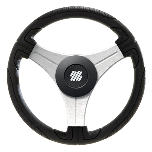 Uflex Ustica 13" Steering Wheel - Black - Polyurethane w/Silver Spokes X62 Hub [USTICA-B/S]