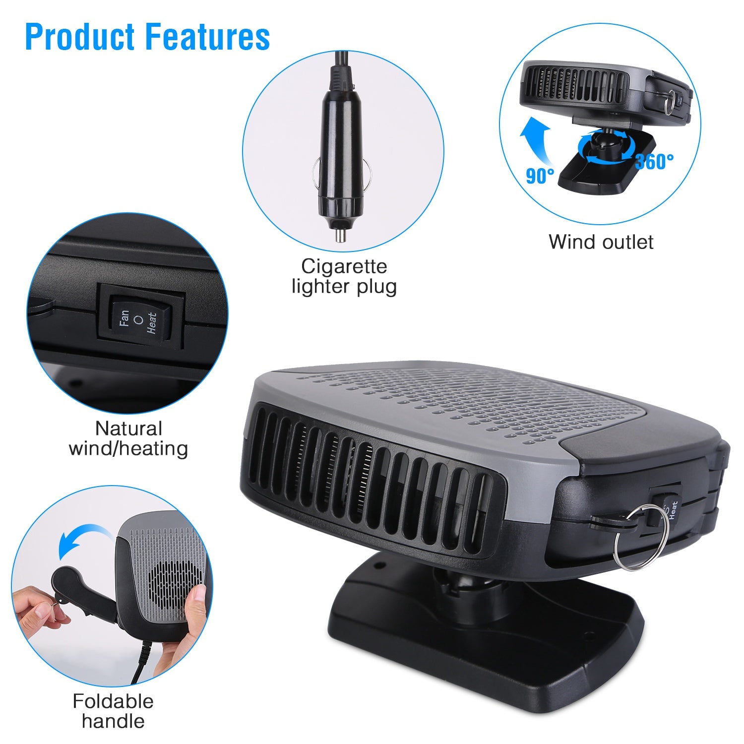12V 150W Portable Car Auto Heater Heating Fan 2 in 1 Defroster Demister