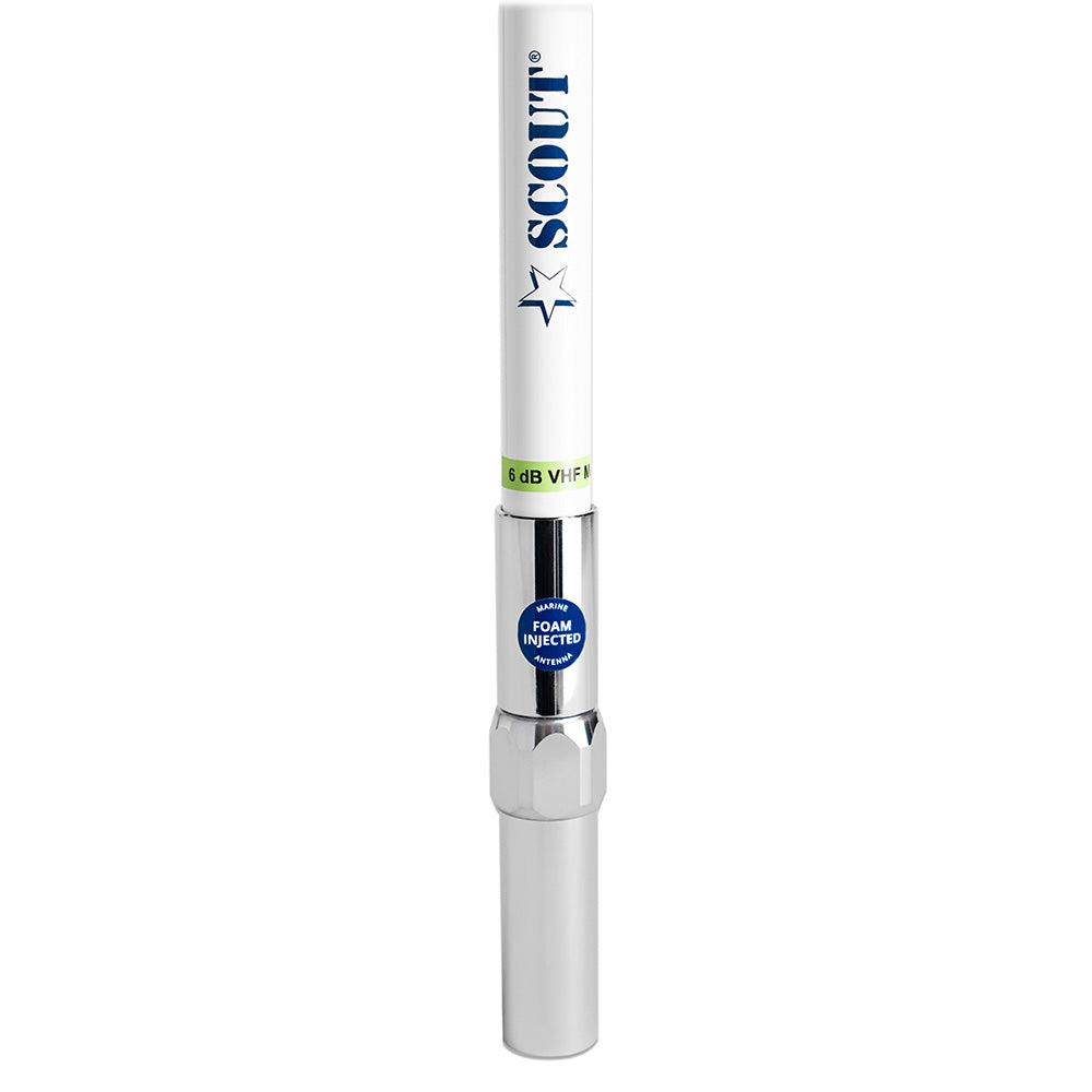 Scout 8' QuickFit White VHF Antenna w/5M Cable + FME Quick 6 Foam Filled 6db Solid Brass Copper Element [PF AN NVHF00040T]