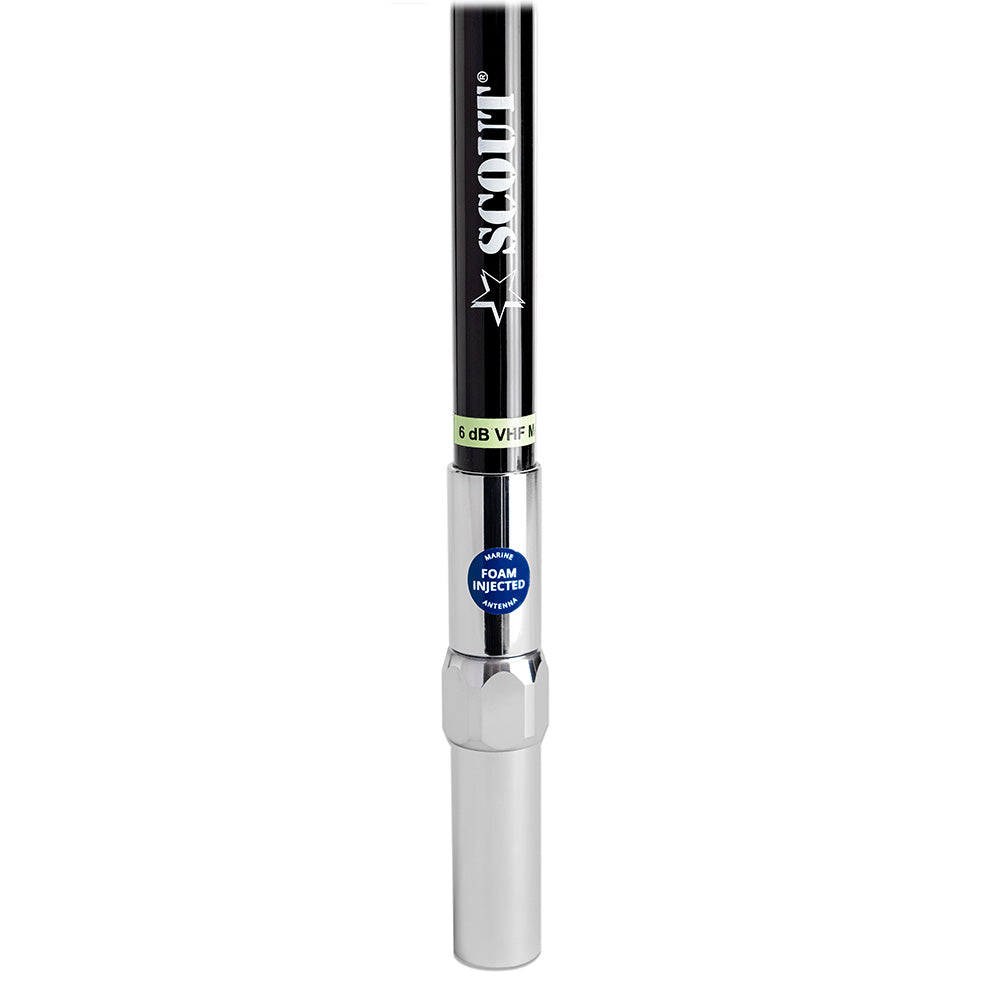 Scout 8' QuickFit Black VHF Antenna w/5M Cable + FME Quick 6 Foam Filled 6db Solid Brass Copper Element [PF AN NVHF00042T]