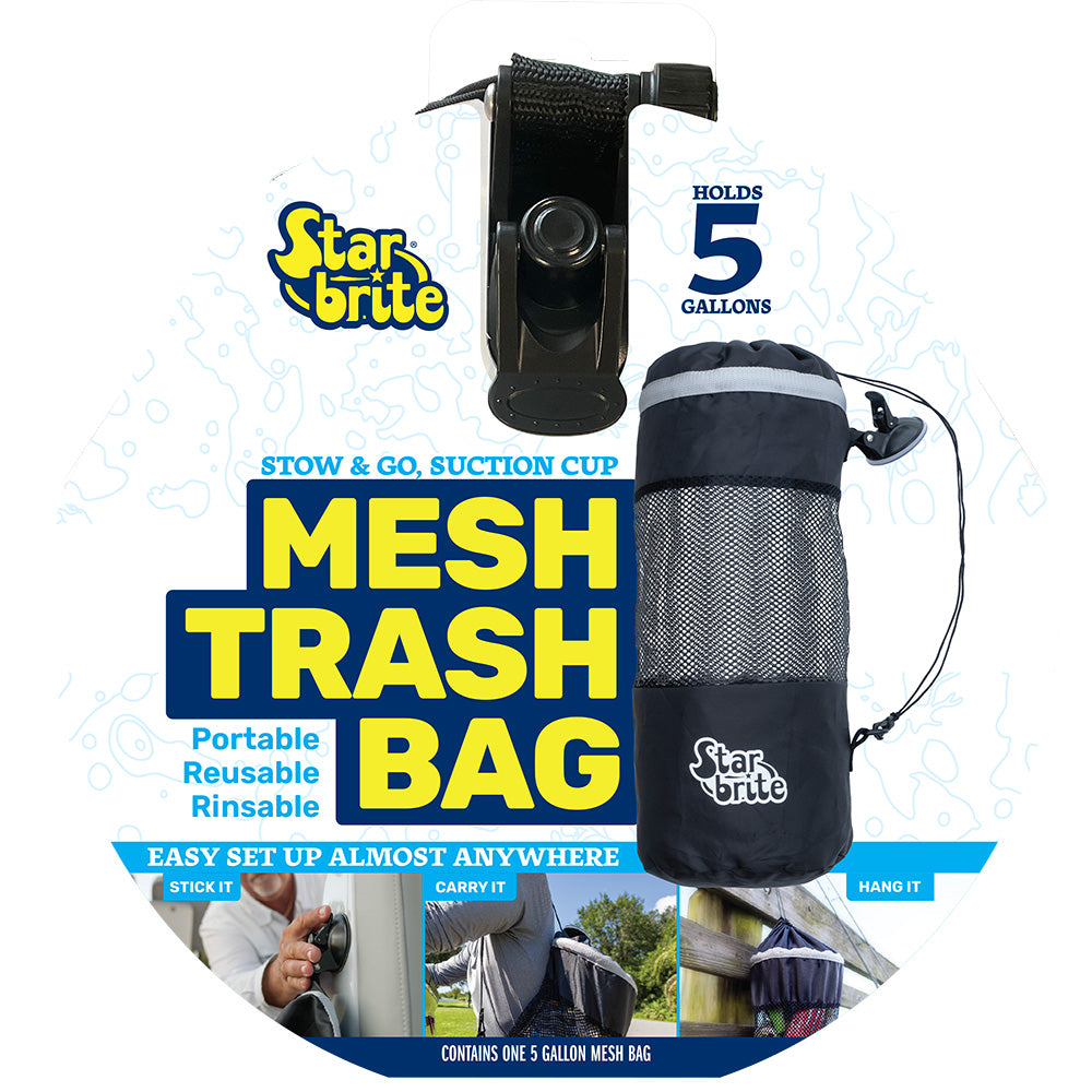 Star brite Mesh Trash Bag w/Locking Suction Cup Litter Guard Cinch Tie - 5 Gallons [52074]