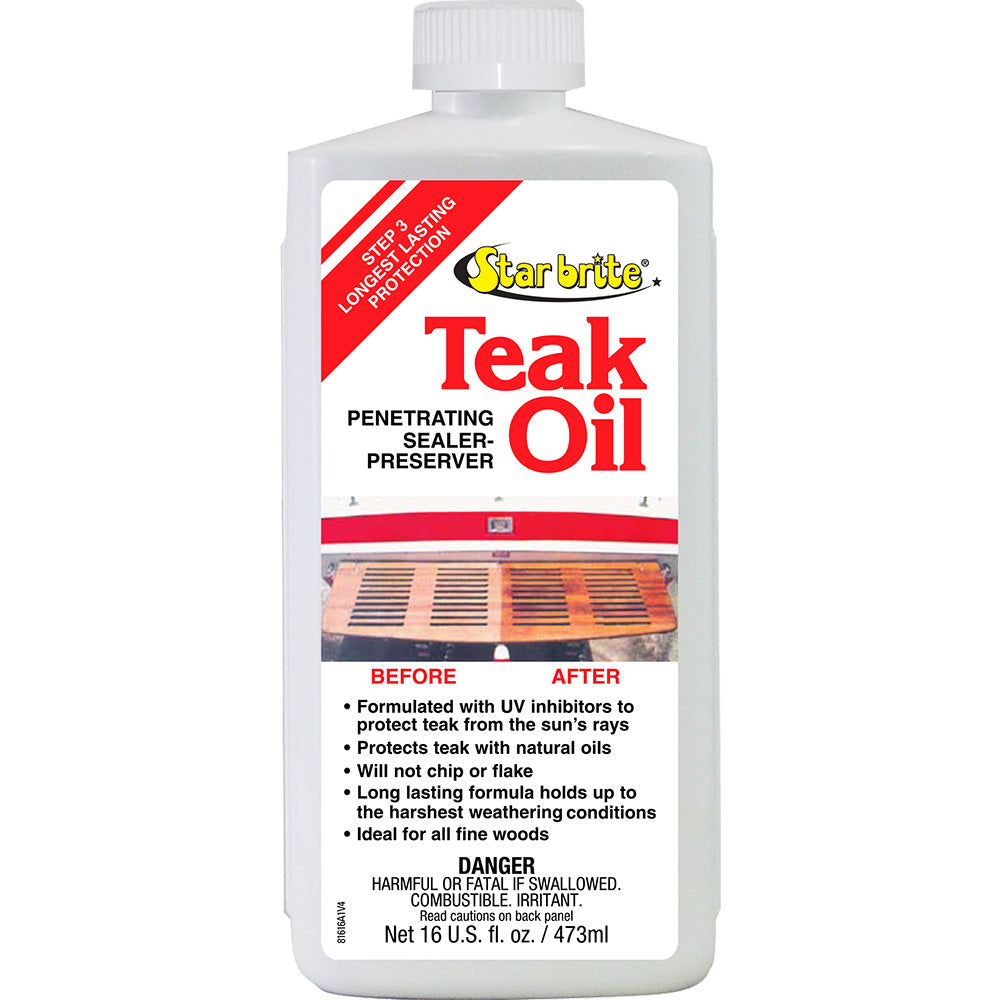 Star brite Teak Oil - Long Lasting, Penetrating, Sealer, Preserver w/UV Inhibitors - 16 oz [81616]