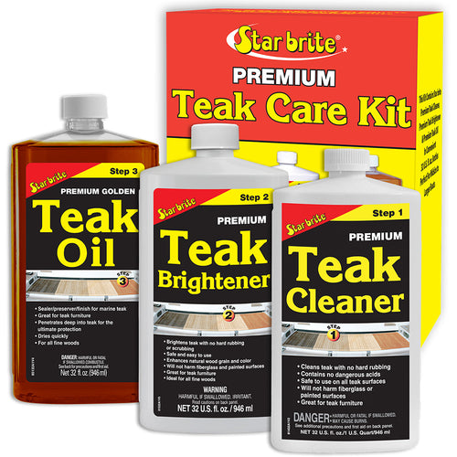 Star brite Premium Teak Care Kit - Step 1, Step 2, Step 3 - 32 oz [81202]