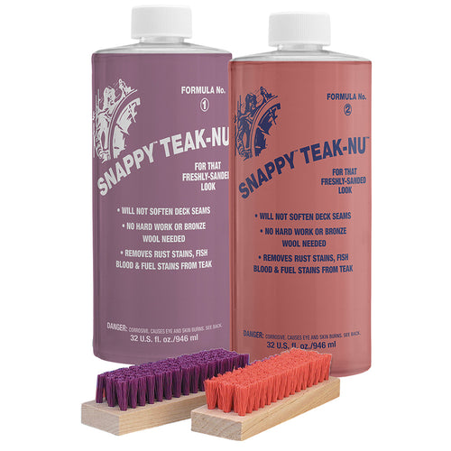 Snappy Teak-Nu Kit - 32 oz w/Formula No. 1 - 32 oz, Formula No. 2 - 32 oz, Bristle Brush [STN-QKIT]