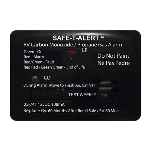 Safe-T-Alert 25 Series Surface Mount Dual Carbon Monoxide/Propane Alarm - 12V Hardwire - Black [25-741-BL]