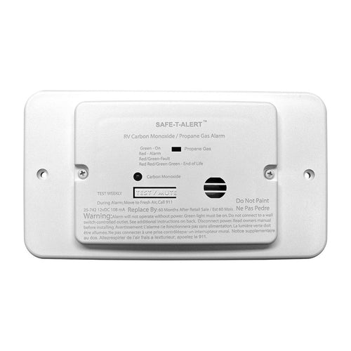 Safe-T-Alert 25 Series Flush Mount Dual Carbon Monoxide/Propane Alarm w/Trim Ring - White - 12V Hard Wire [25-742-TR-WT]