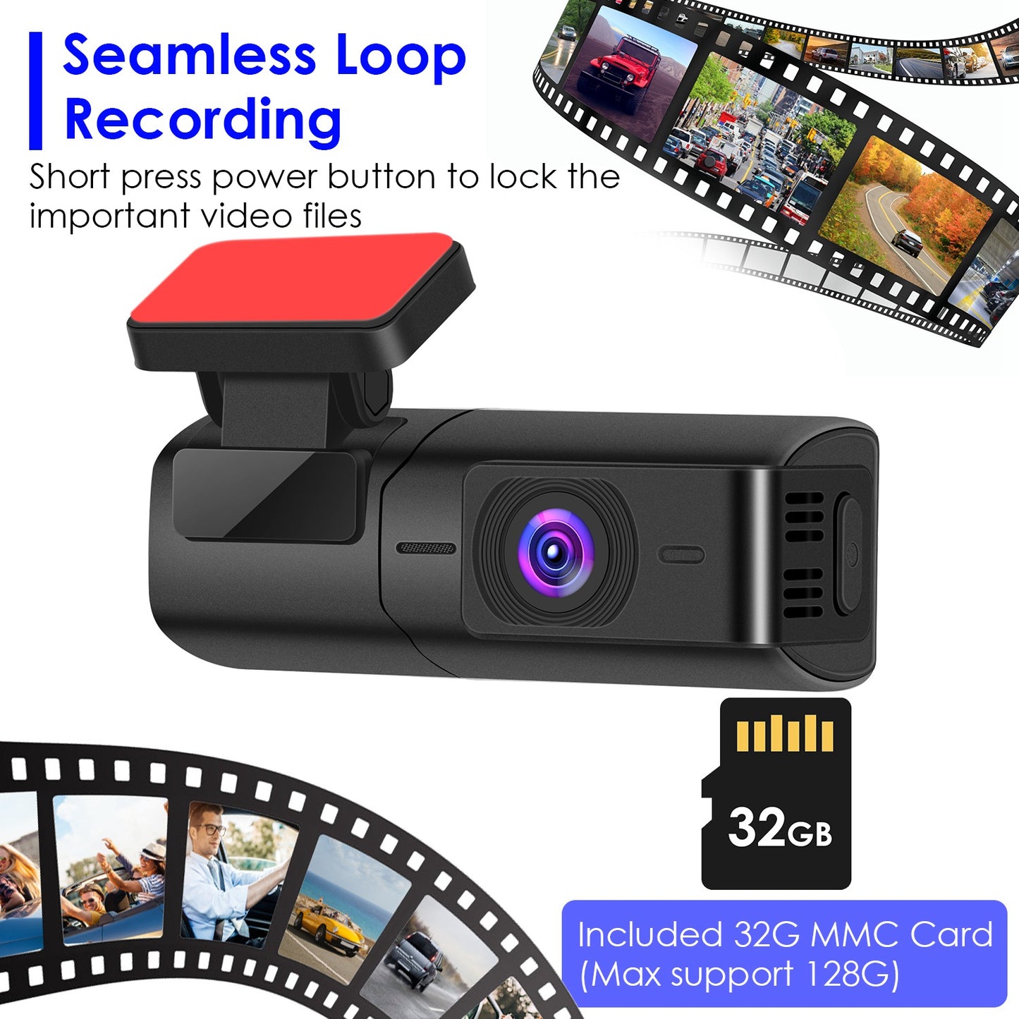 2K HD Front Dash Cam For Car With IPS Screen Night Vision Loop Recording