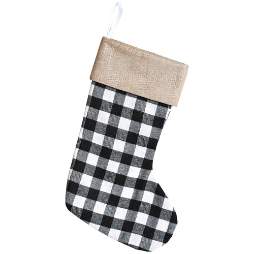 Beistle Plaid Stocking - Black & White - Christmas/Winter | Party Supply