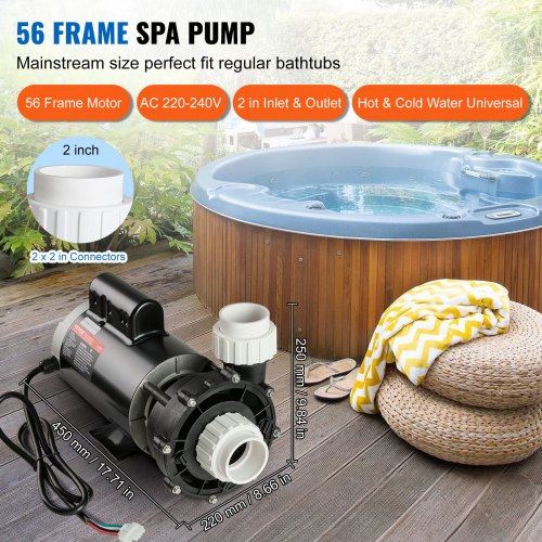 2 Speed SPA Pump 56-Frame AC220-240V Hot Tub SPA Pump 3HP/200GPM/65.61ft Hi