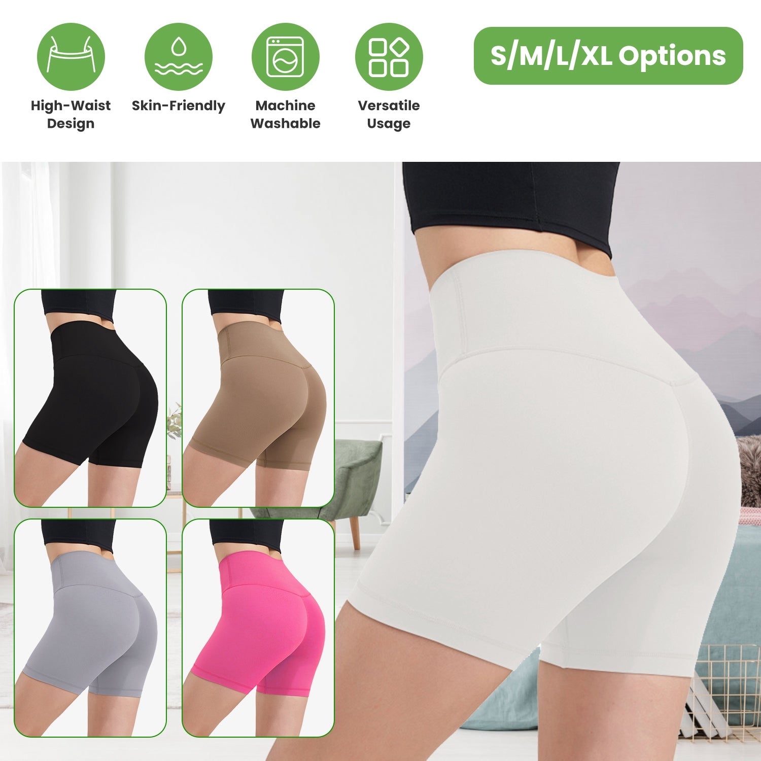 Women s High Waist Biker Shorts Tummy Control Pants Athletic Leggings Spandex