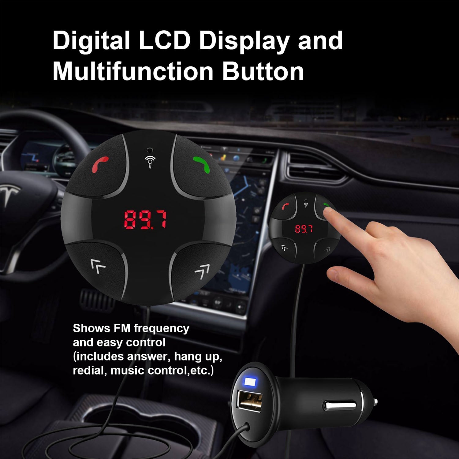 Wireless FM Transmitter wireless 4.2 Car Kit Fast USB Charge Hands-free Call