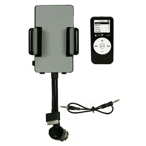 FM Transmitter Hands-free Car Charger W/ Remote Control Phone Stand 3.5 mm