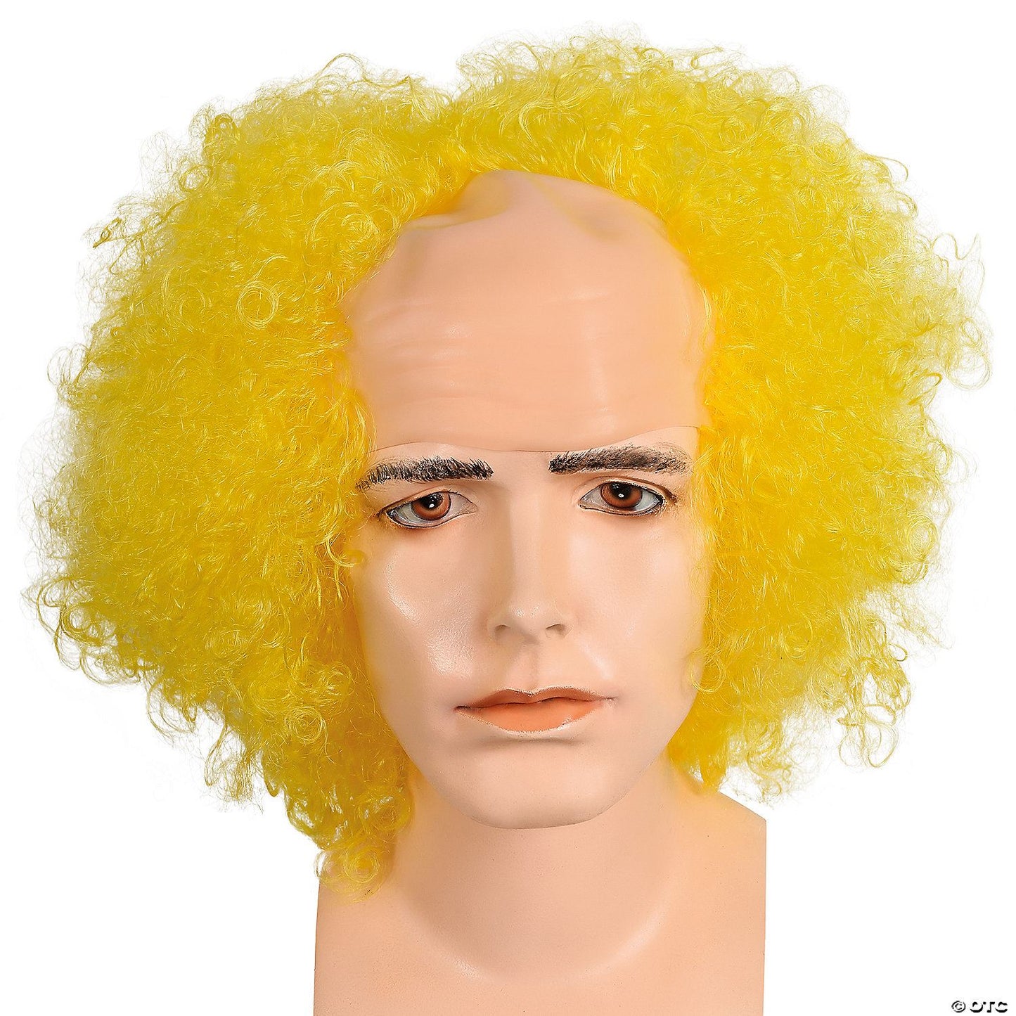 Adults Bargain Bald Curly Clown Wig | Yellow