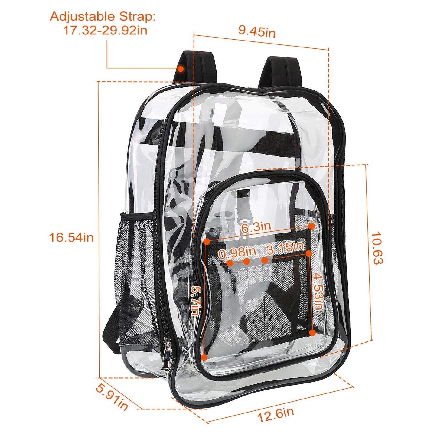Clear Backpack Heavy Duty Transparent Book Bag Waterproof PVC Clear Backpack