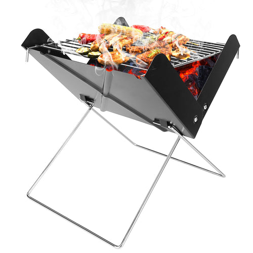 Foldable BBQ Grill Charcoal Barbecue Portable X Grill Tabletop Outdoor Smoker