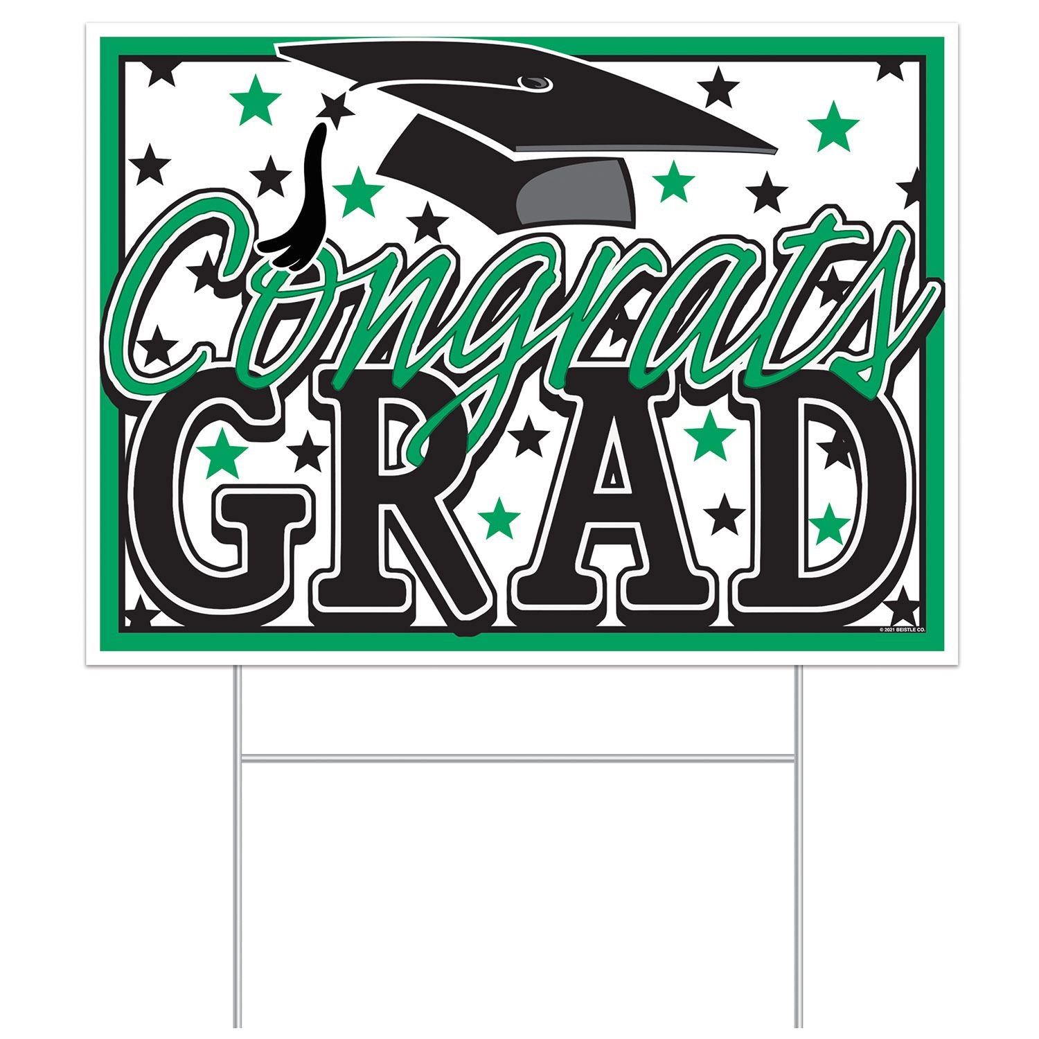 Beistle All-Weather Congrats Grad Yard Sign - Green - Graduation | Party