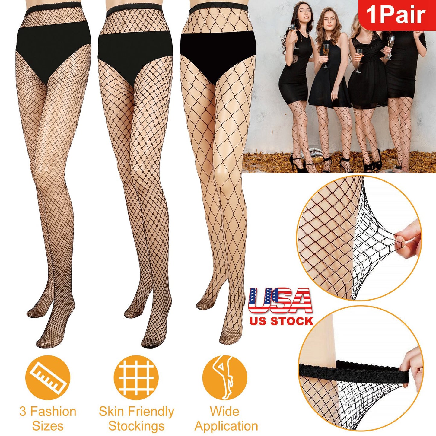 Women Fishnet Tights Sexy High Waist Fishnet Pantyhose Stretchy Mesh Hollow Out