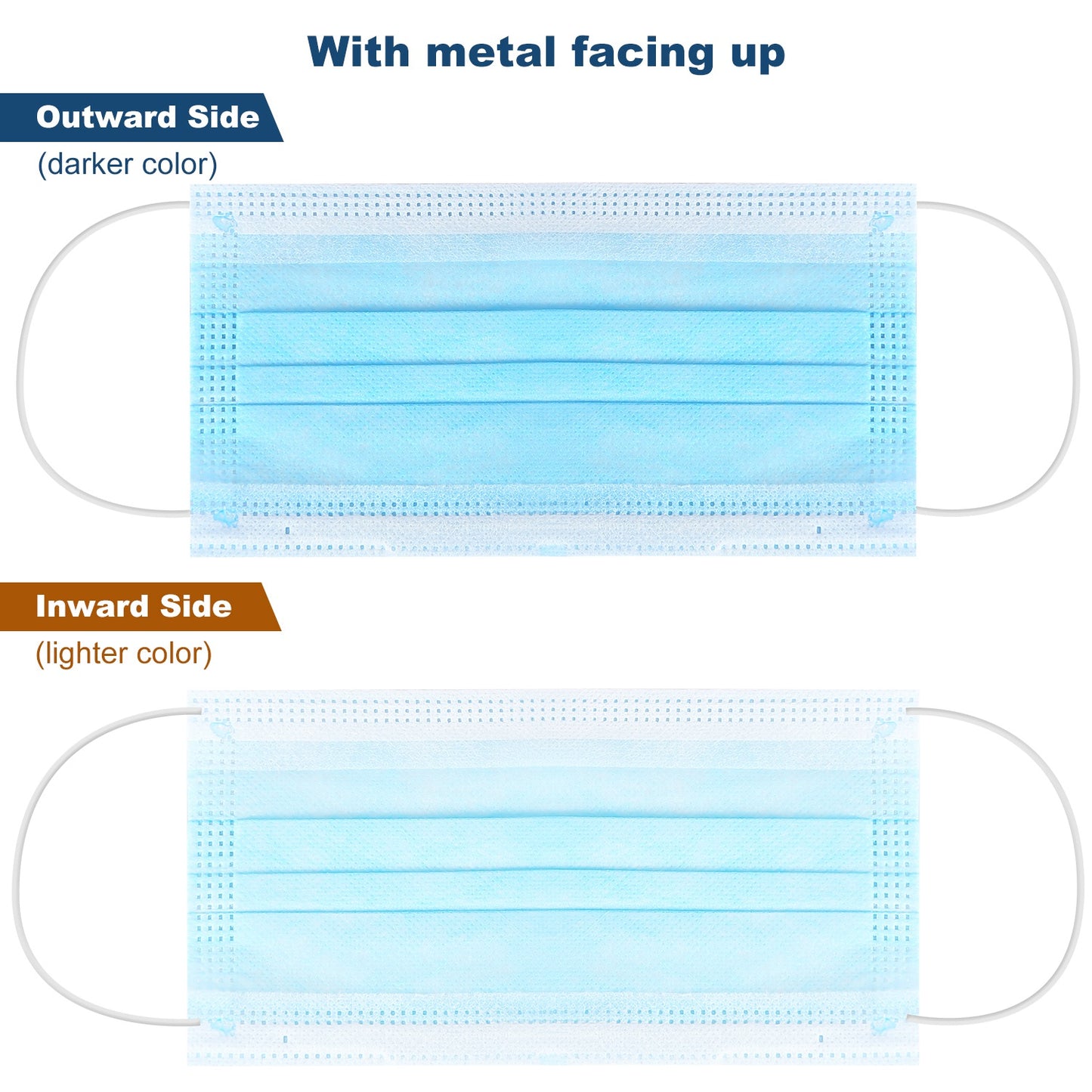 50Pcs 3-Layers Disposable Face Masks Elastic Earloop 95% Melt-Blown Filter